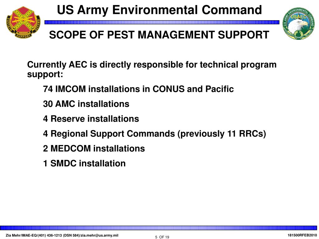 PPT An Overview of USAEC Pest Management Program Zia Mehr USAEC Pest