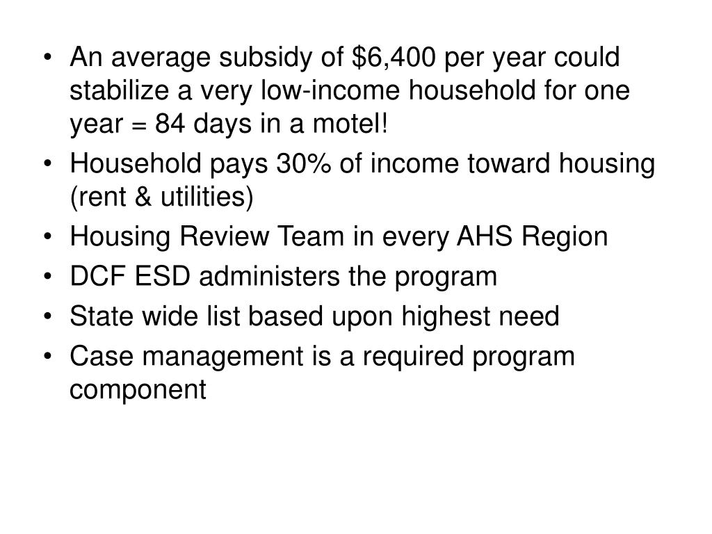 PPT Vermont Rental Subsidy Program PowerPoint Presentation, free