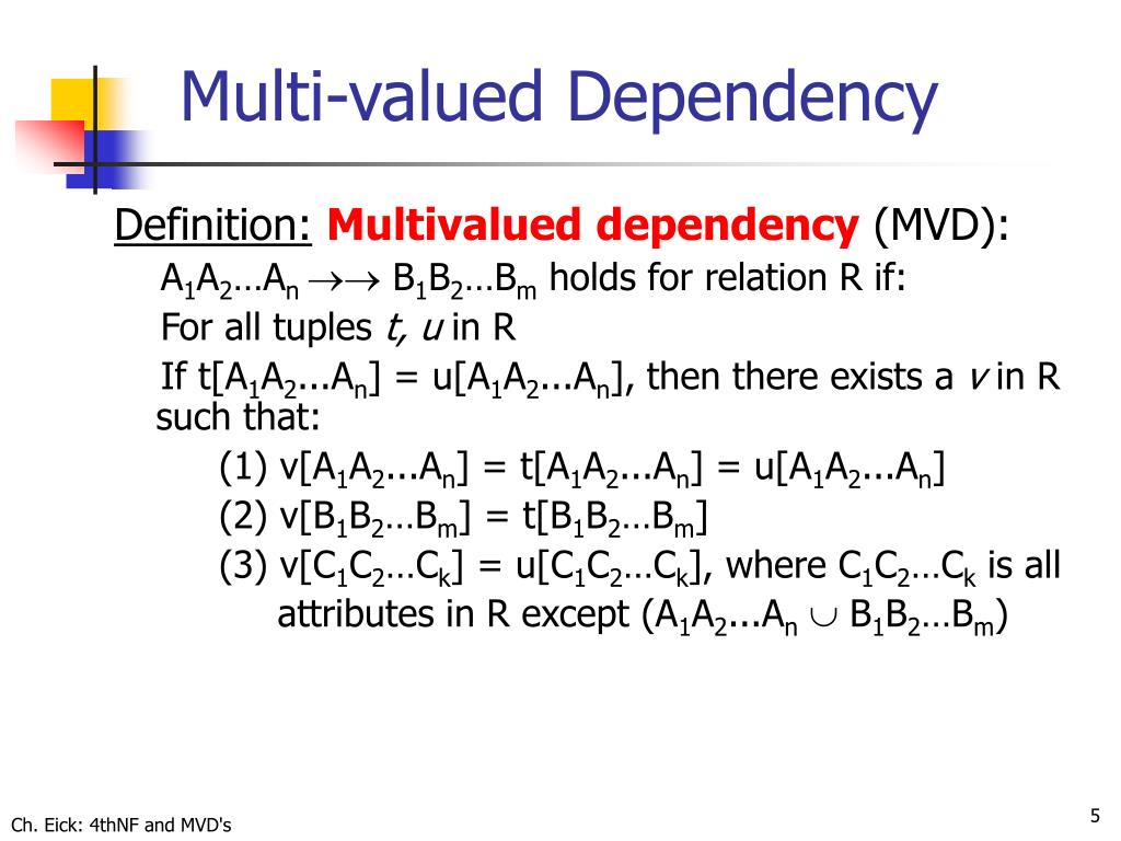 PPT Multivalued Dependencies and Fourth Normal Form PowerPoint