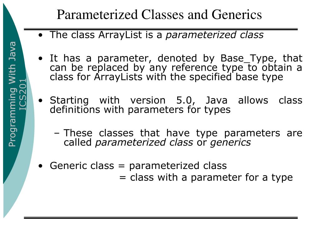 PPT Chapter 14 Generics and The ArrayList Class PowerPoint Presentation ID2780326