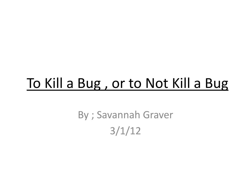 PPT To Kill a Bug , or to Not Kill a Bug PowerPoint Presentation