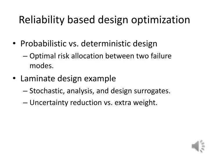 PPT Reliability based design optimization PowerPoint Presentation