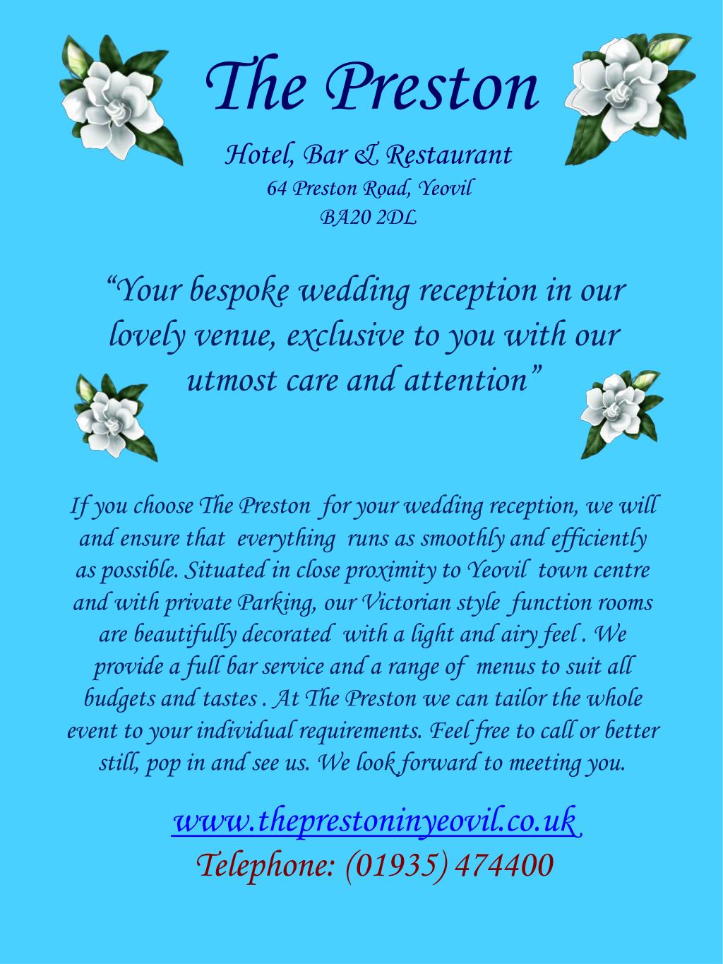 PPT The Preston Hotel, Bar & Restaurant 64 Preston Road, Yeovil BA20