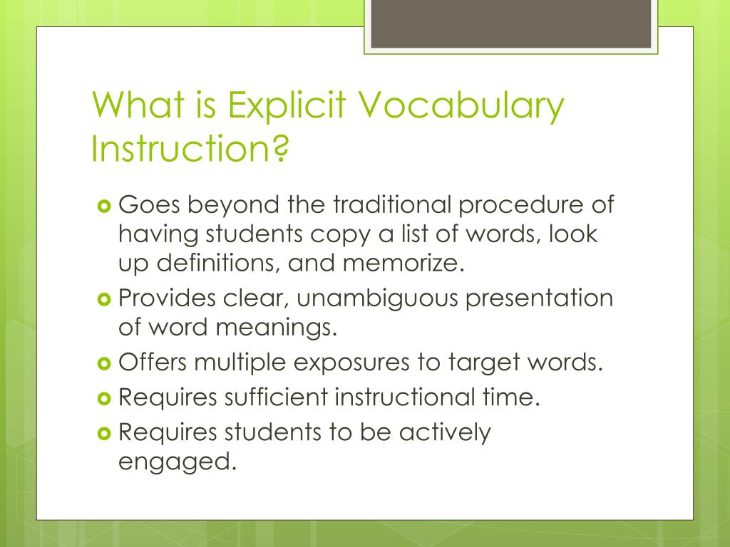 PPT Explicit Vocabulary Instruction PowerPoint Presentation, free