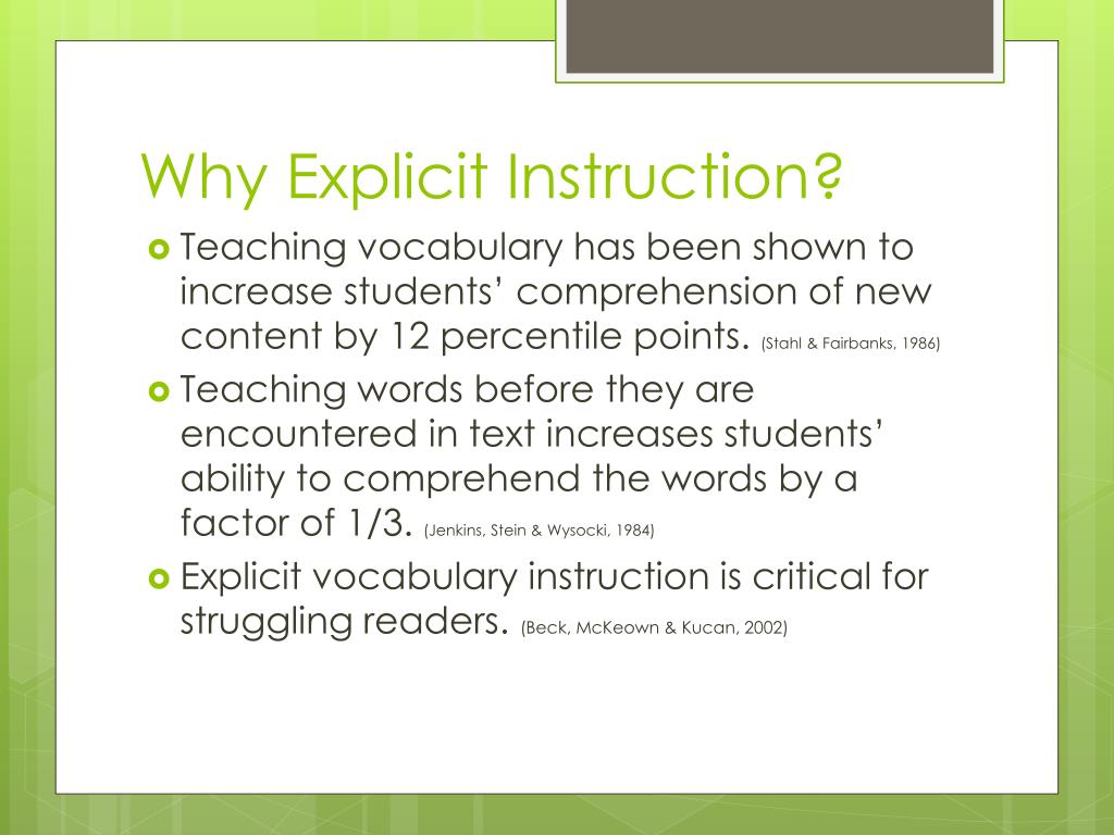 PPT Explicit Vocabulary Instruction PowerPoint Presentation, free