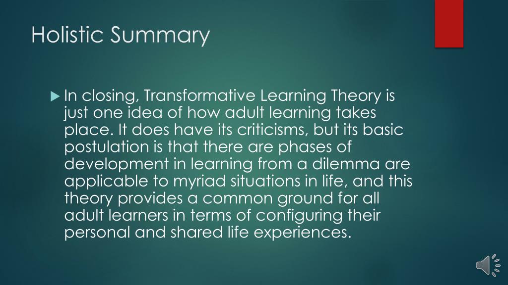 Mezirow and the Theory of Transformative Learning