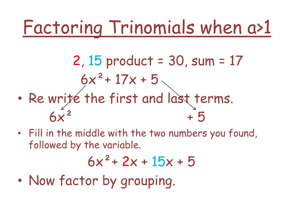 PPT Factoring Trinomials When a=1 PowerPoint Presentation, free