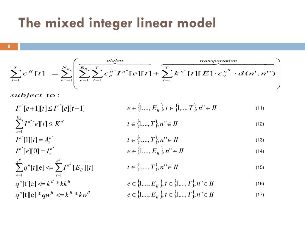 PPT A mixed integer linear programming model for production planning