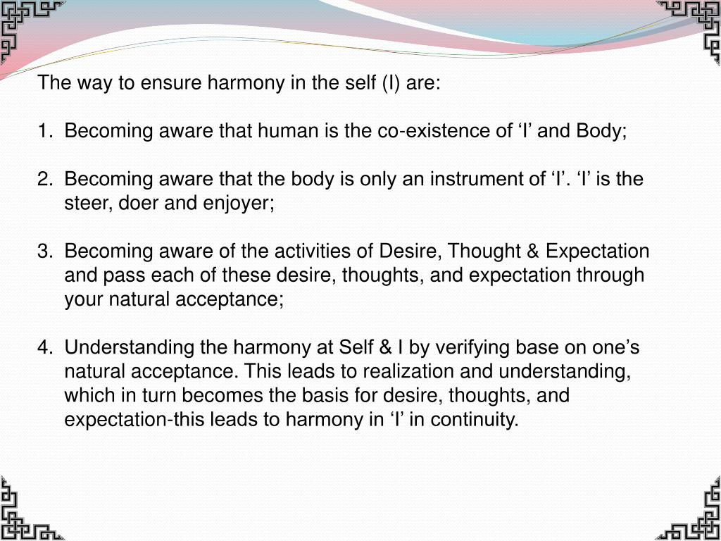 PPT Harmony in Self (I) PowerPoint Presentation, free download ID