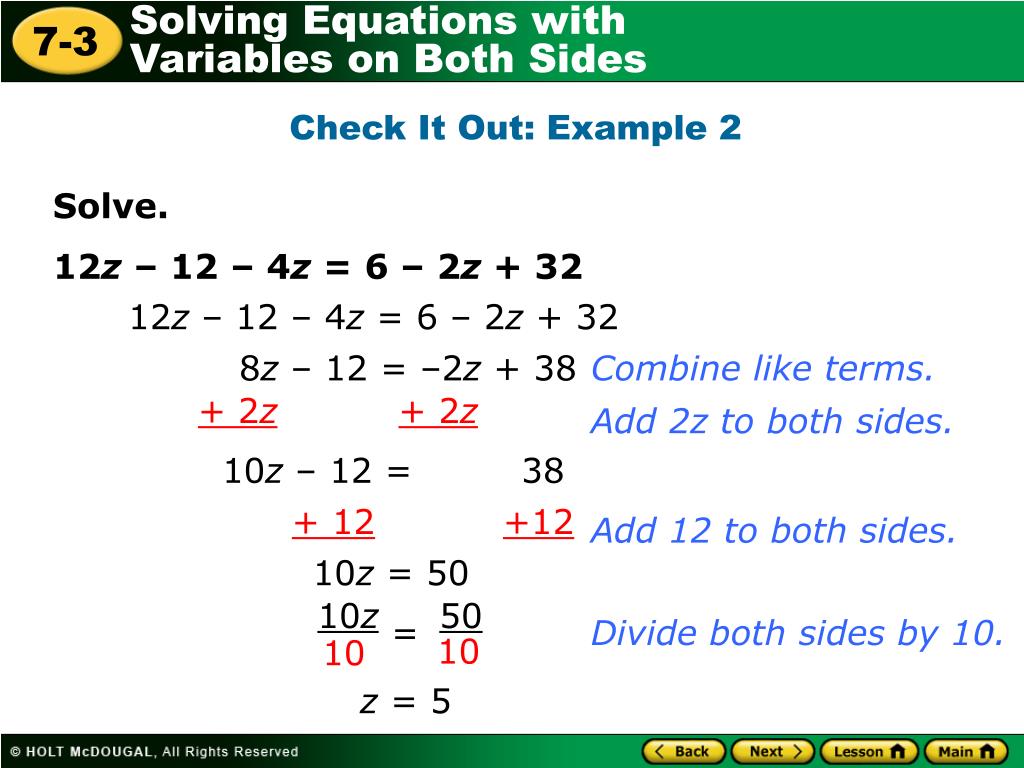 PPT Learn to solve equations with variables on both sides of the