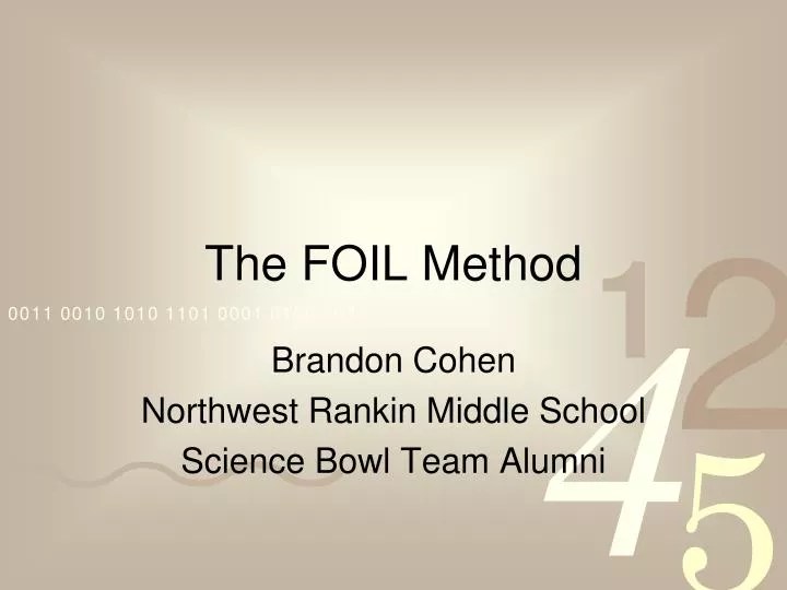 PPT The FOIL Method PowerPoint Presentation, free download ID2804159