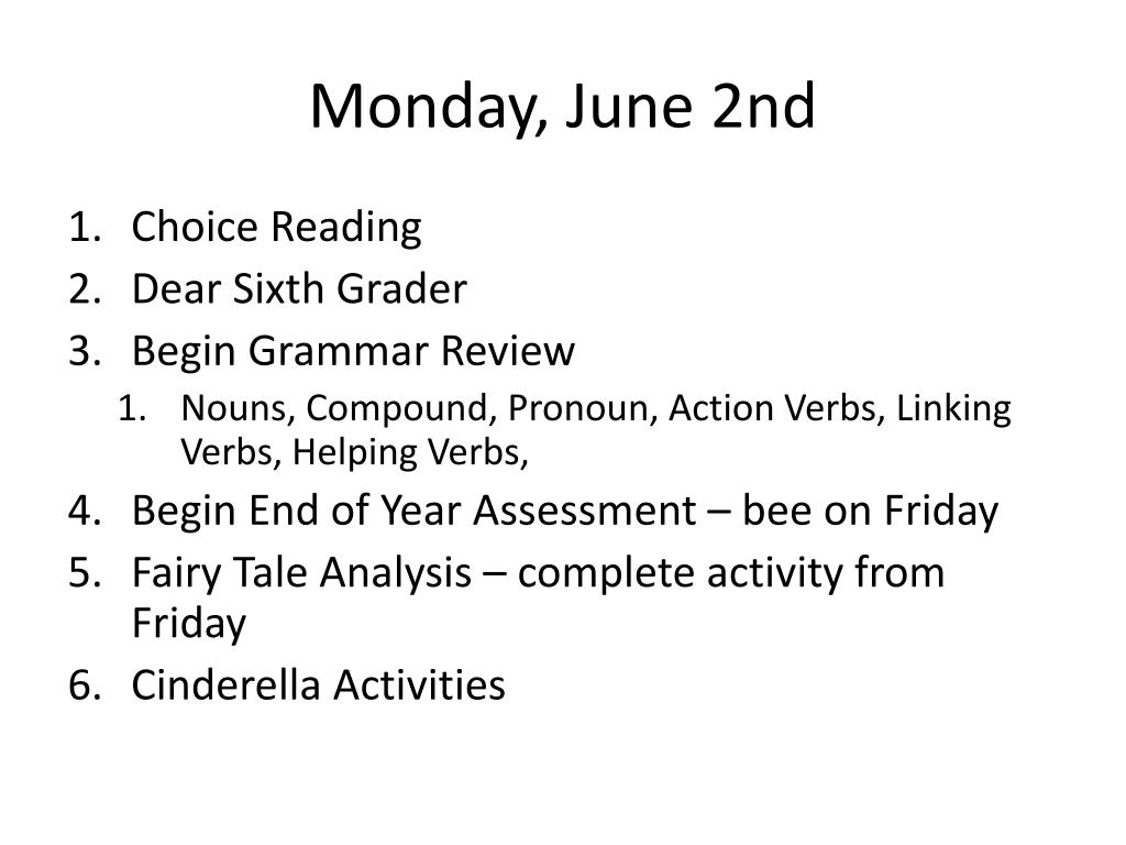PPT Sixth Grade English Week Activities PowerPoint Presentation, free