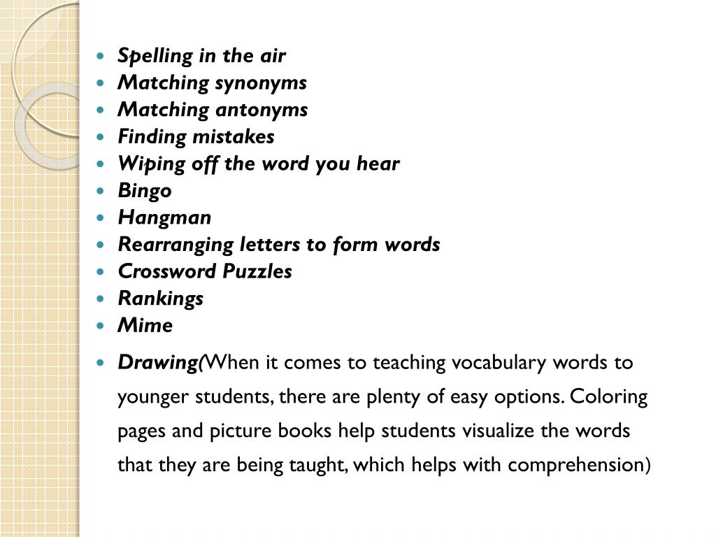 PPT Teaching Vocabulary PowerPoint Presentation, free download ID