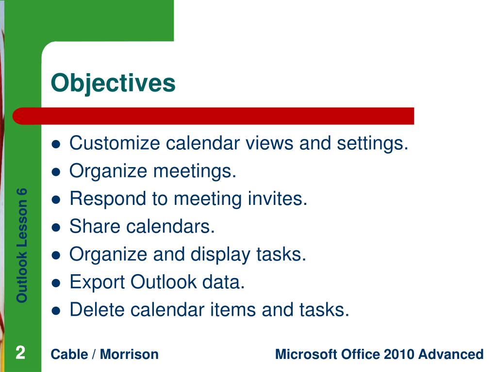 PPT Outlook Lesson 6 Managing Calendars and Tasks PowerPoint