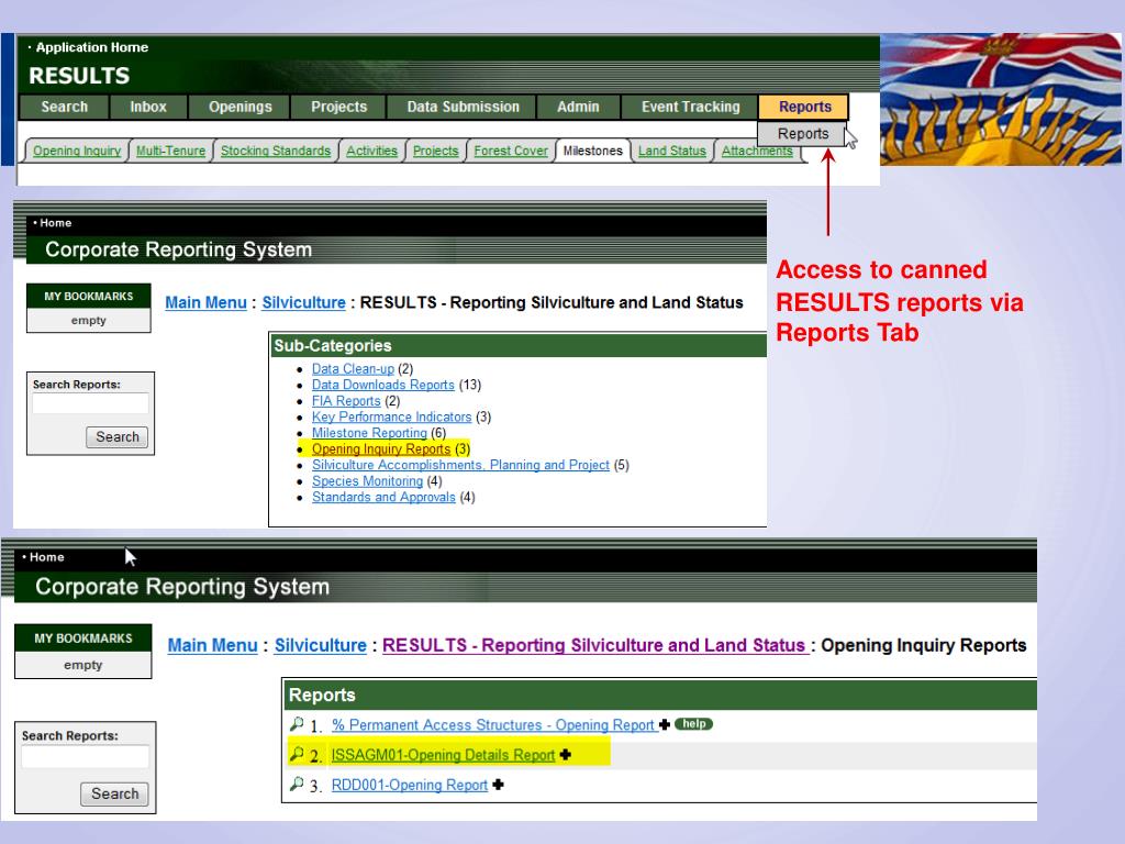 PPT RESULTS Training Woodlot Reporting to RESULTS RESULTS Canned Reports March 2013 MeiChing