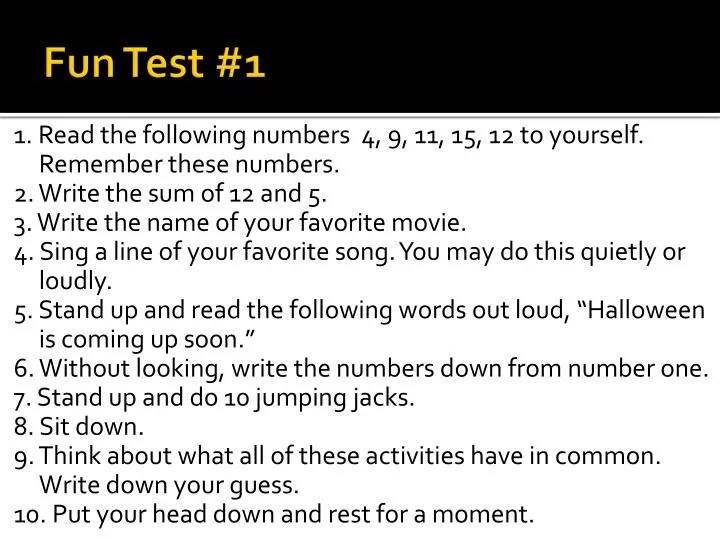 PPT Fun Test 1 PowerPoint Presentation, free download ID2824798