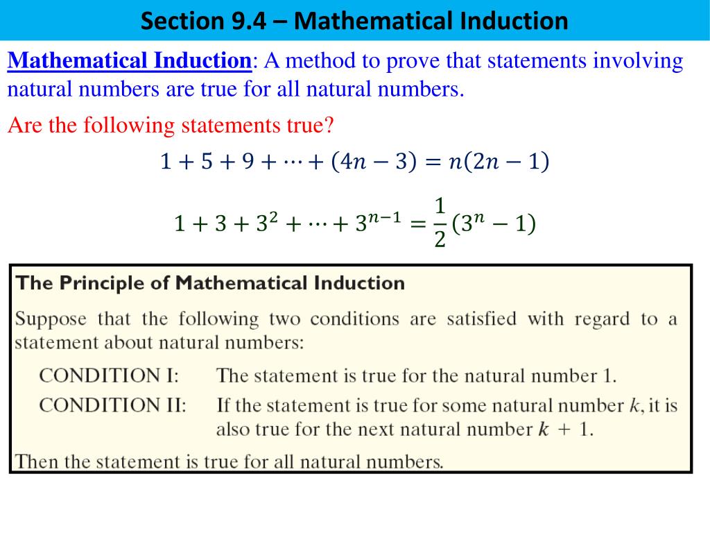 PPT Section 9.4 Mathematical Induction PowerPoint Presentation