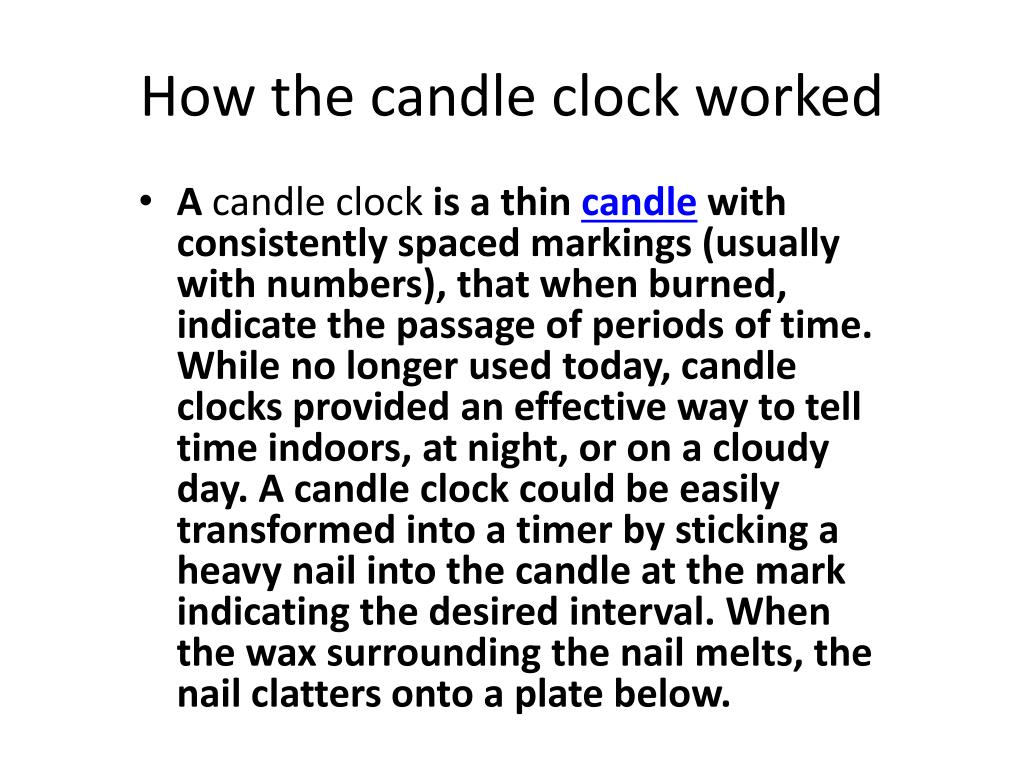 PPT The Candle Clock PowerPoint Presentation, free download ID2830523