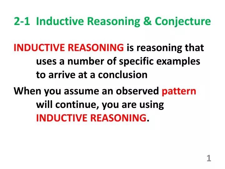 Describe the Steps for Making a Conjecture Using Inductive Reasoning