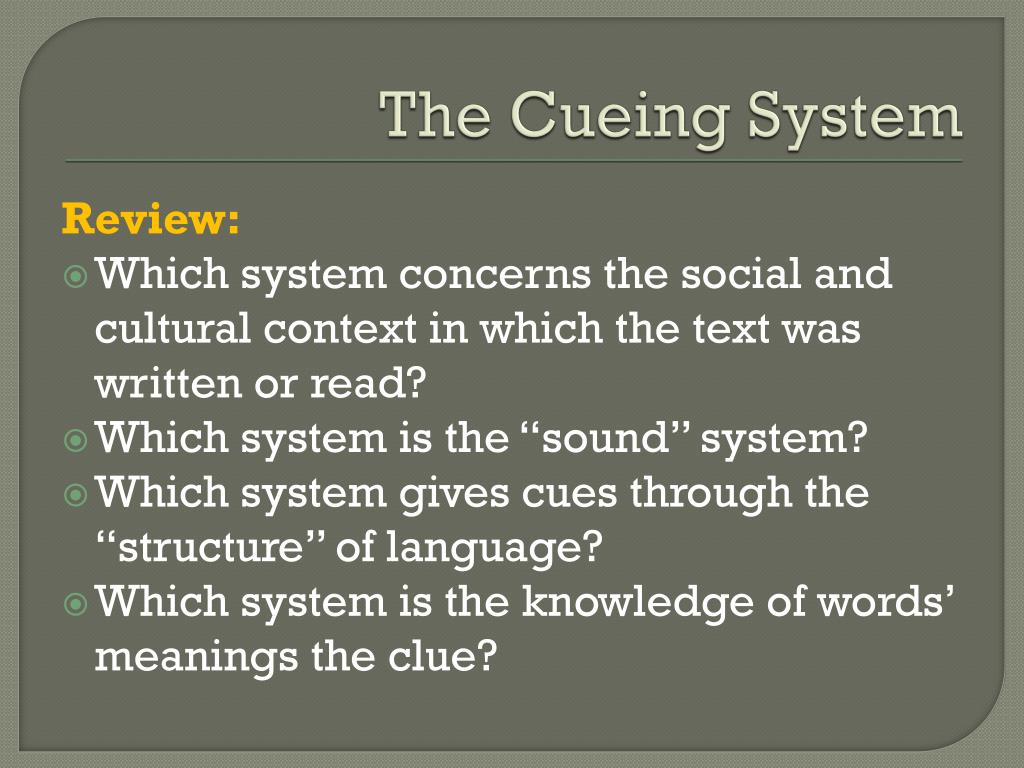 PPT The Cueing System PowerPoint Presentation, free download ID2849309