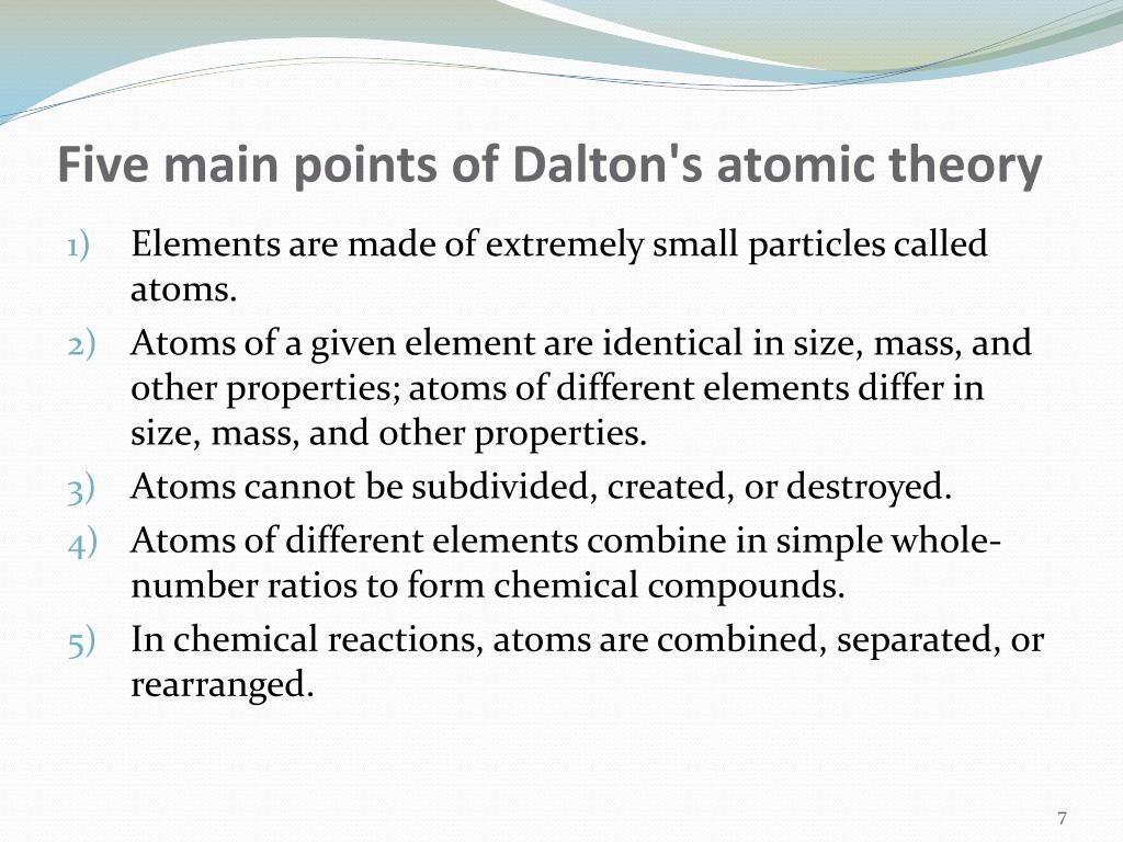 What Are The 5 Main Points Of Dalton S Atomic Theory slidedocnow