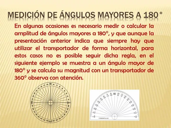 PPT Medición de ángulos mayores A 180° PowerPoint