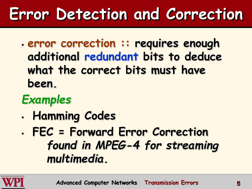 PPT Transmission Errors Error Detection and Correction PowerPoint