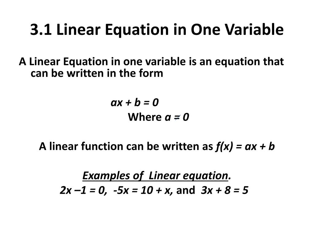 PPT Chapter 3 Linear Equations PowerPoint Presentation, free download