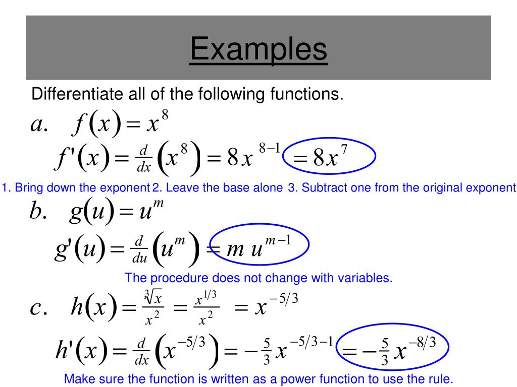 PPT Section 2.2 Basic Differentiation Rules and Rates