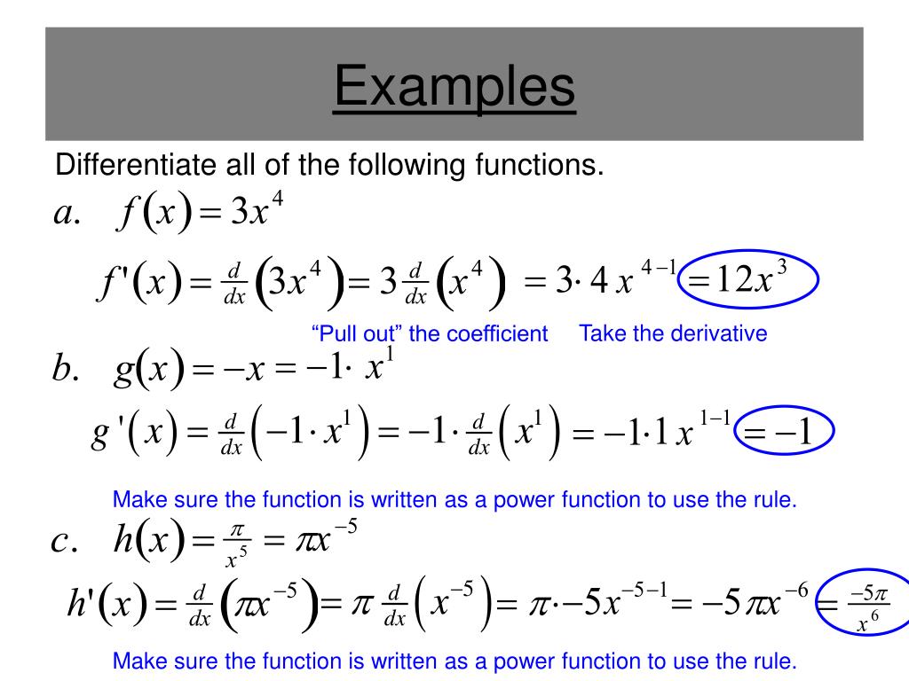 PPT Section 2.2 Basic Differentiation Rules and Rates