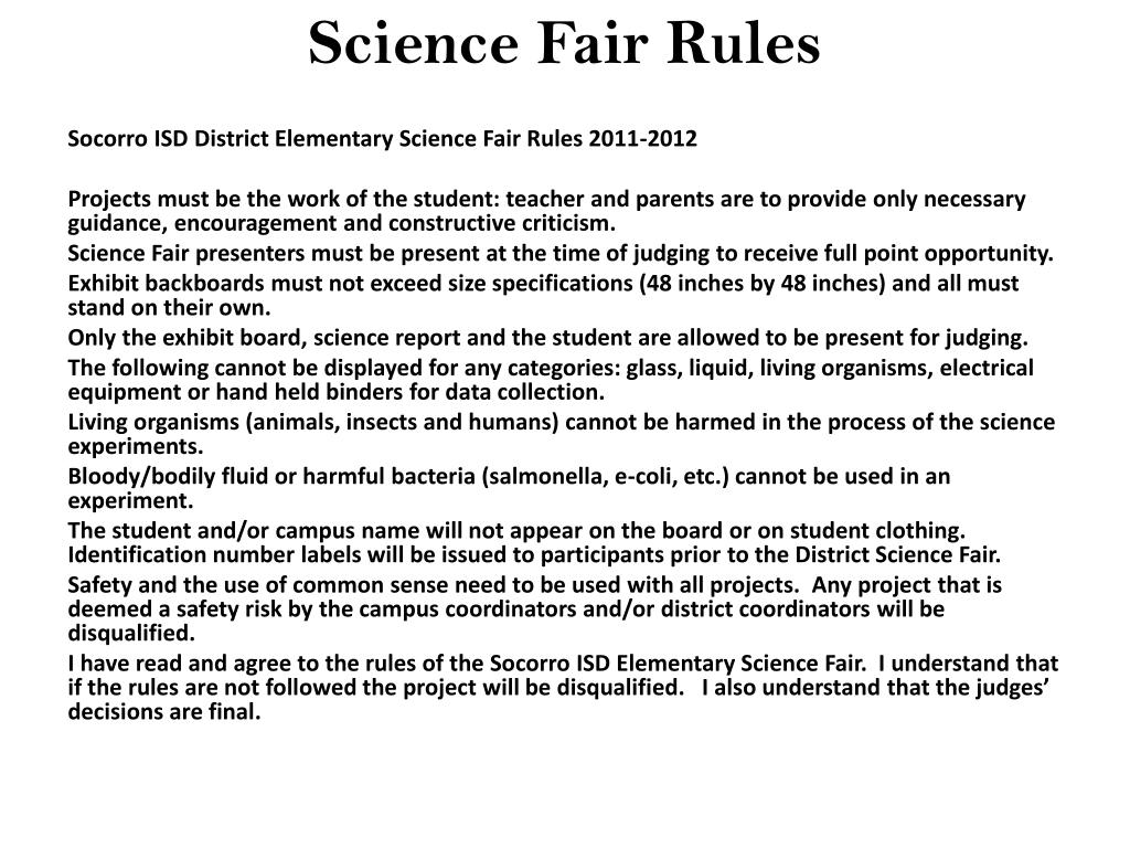 PPT Science Fair Rules PowerPoint Presentation, free download ID