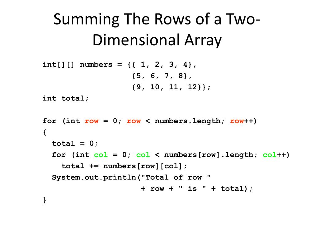 PPT Two Dimensional Arrays and ArrayList PowerPoint Presentation