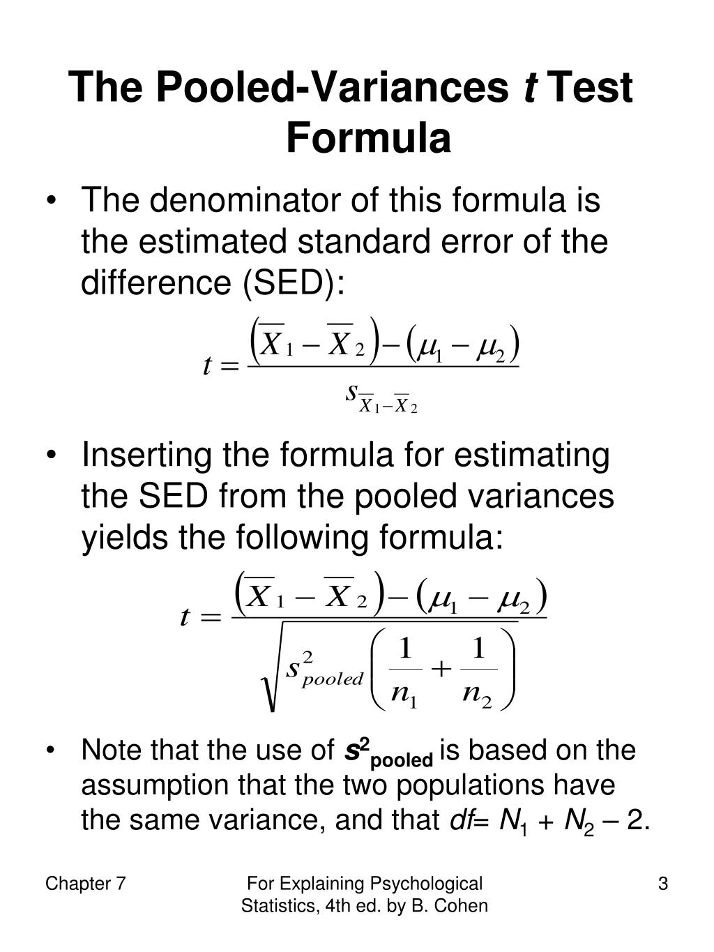 PPT Chapter 7 The t Test for Two Independent Sample Means PowerPoint