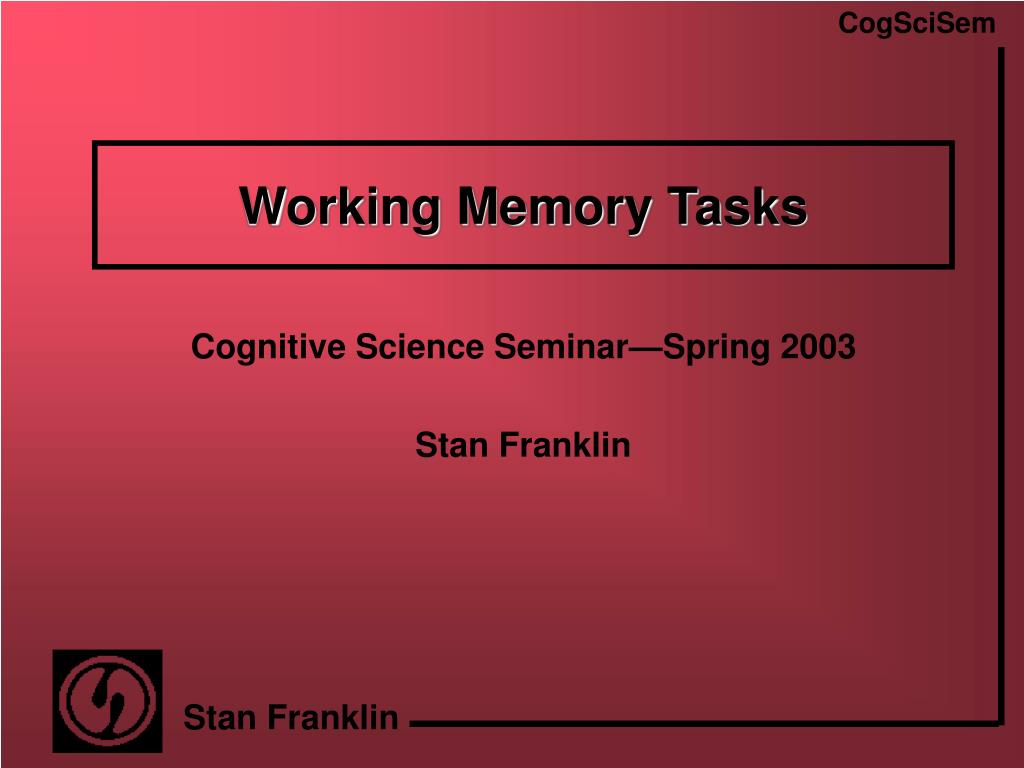 PPT Working Memory Tasks PowerPoint Presentation, free download ID2911042