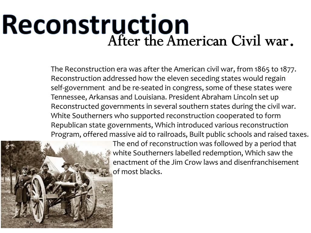 PPT Reconstruction and Jim Crows Laws. PowerPoint