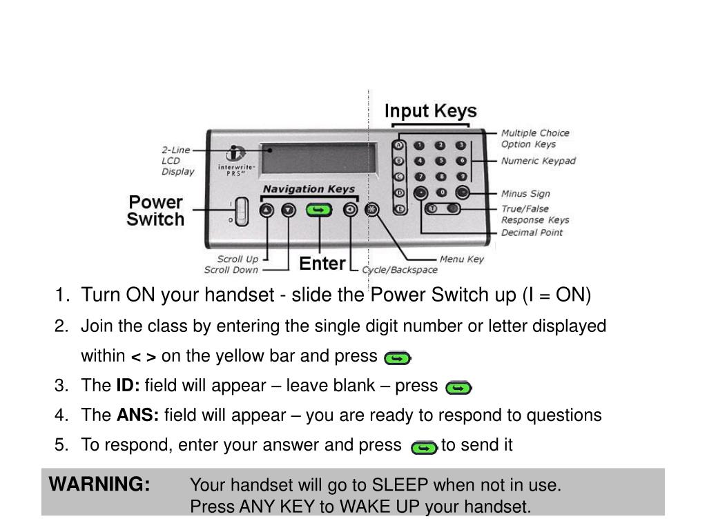 PPT Turn ON your handset slide the Power Switch up (I = ON