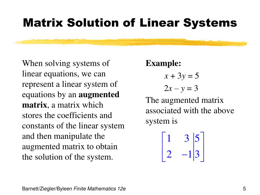 PPT Chapter 4 Systems of Linear Equations; Matrices PowerPoint
