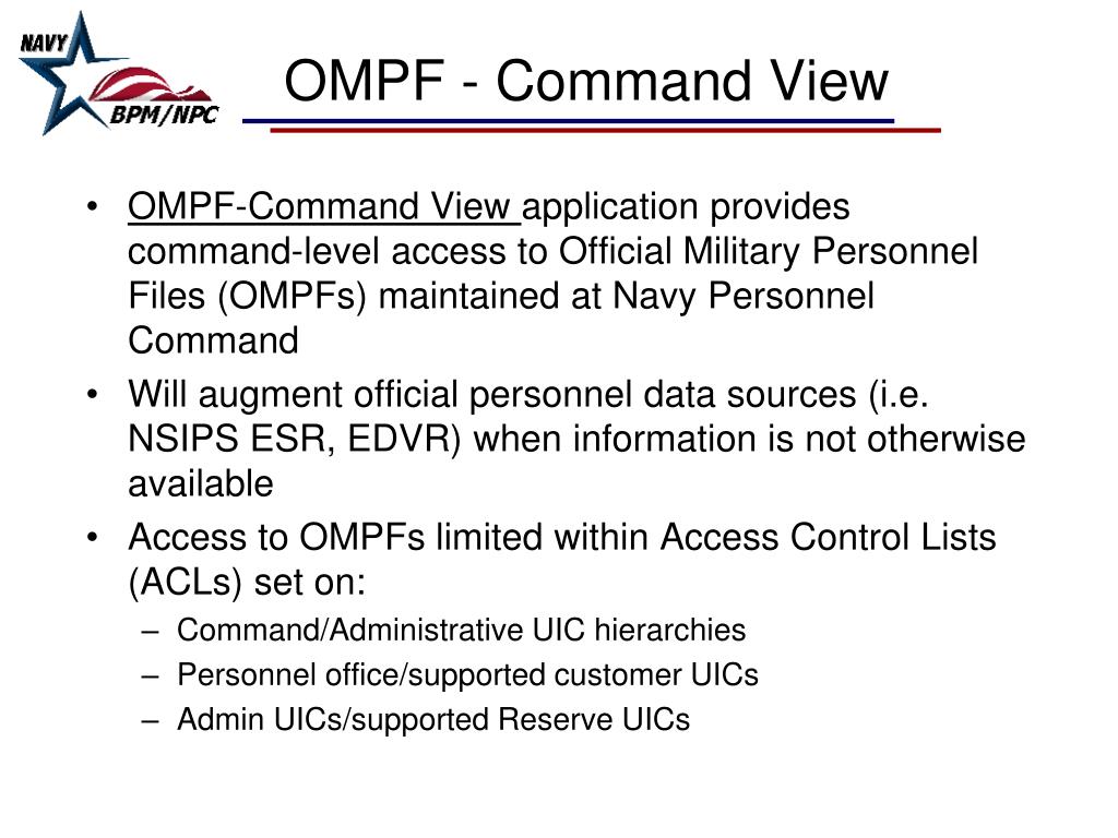 PPT Official Military Personnel File (OMPF) Command View and