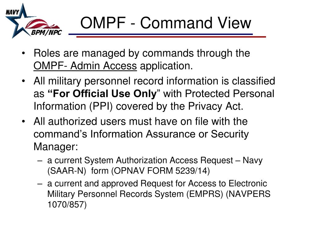 PPT Official Military Personnel File (OMPF) Command View and