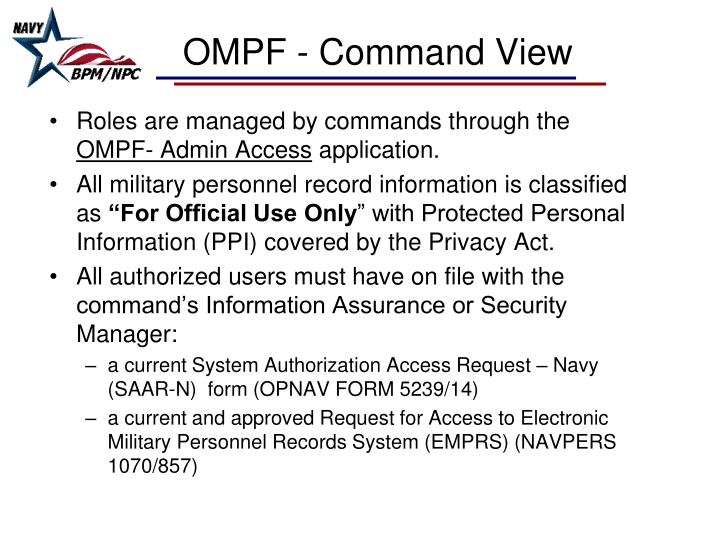PPT Official Military Personnel File (OMPF) Command View and