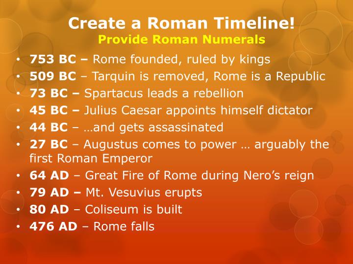 PPT Create a Roman Timeline! Provide Roman Numerals PowerPoint