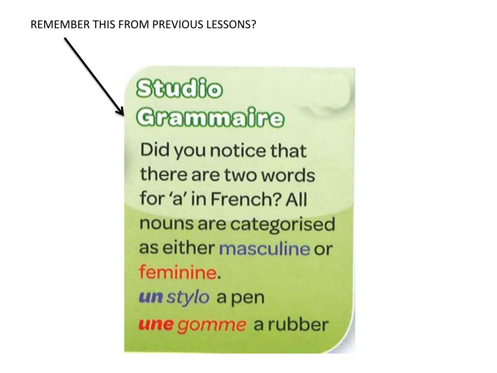 PPT WALT TO SAY WHAT I HAVE IN MY SCHOOL BAG IN FRENCH PowerPoint