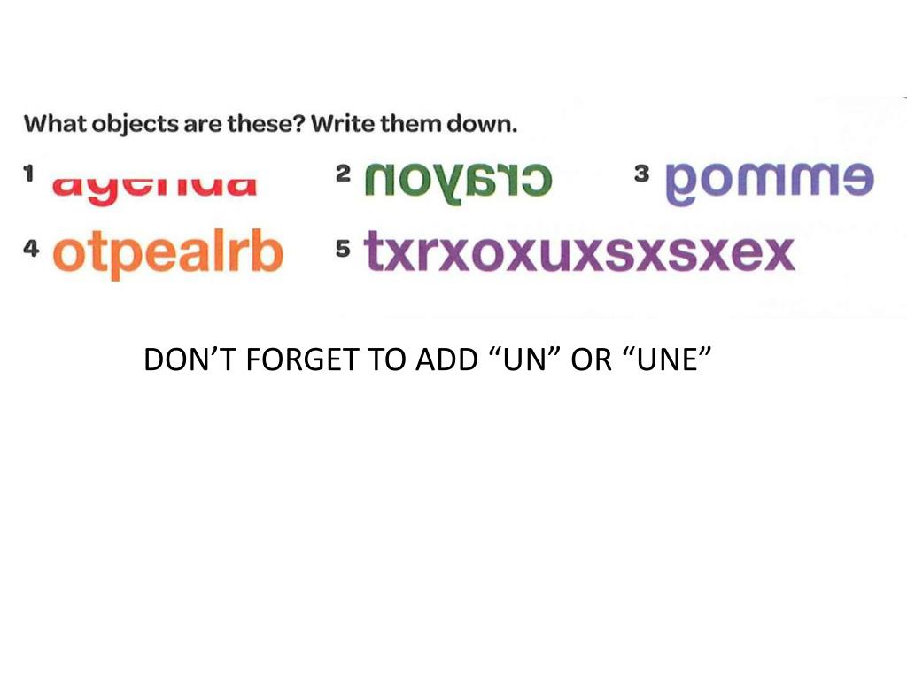 PPT WALT TO SAY WHAT I HAVE IN MY SCHOOL BAG IN FRENCH PowerPoint