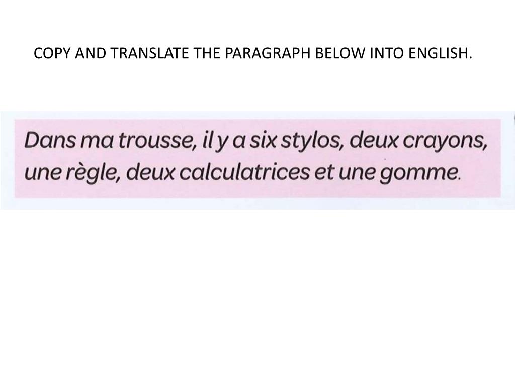 PPT WALT TO SAY WHAT I HAVE IN MY SCHOOL BAG IN FRENCH PowerPoint