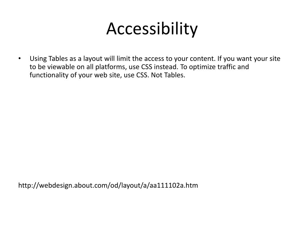 PPT 5 Reasons Tables for Layout are Bad PowerPoint Presentation, free download ID2933352