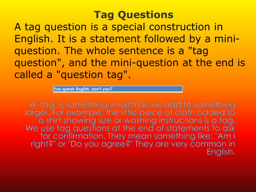 PPT Tag Questions PowerPoint Presentation, free download ID2935012