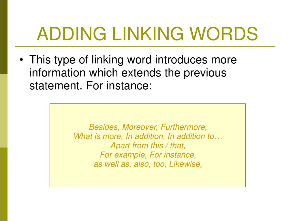 PPT LINKING WORDS PowerPoint Presentation, free download ID2936337