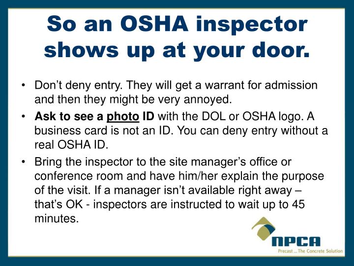 PPT What to when you have an unexpected OSHA inspection PowerPoint