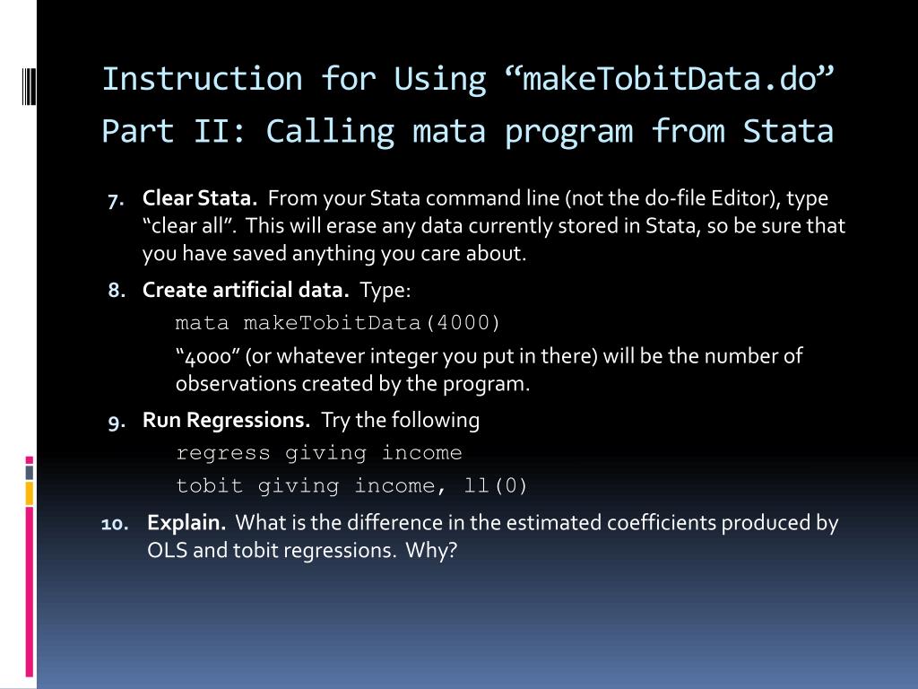 PPT Running Tobit on Simulated Data in Stata /Mata PowerPoint