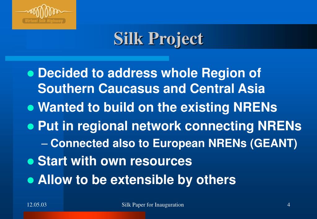 PPT Progress in The Silk Project PowerPoint Presentation, free